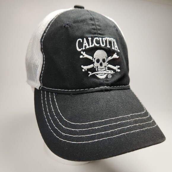 Calcutta Skull Cross Bones Hat Cap White Mesh Pirate Snapback - Picture 1 of 7